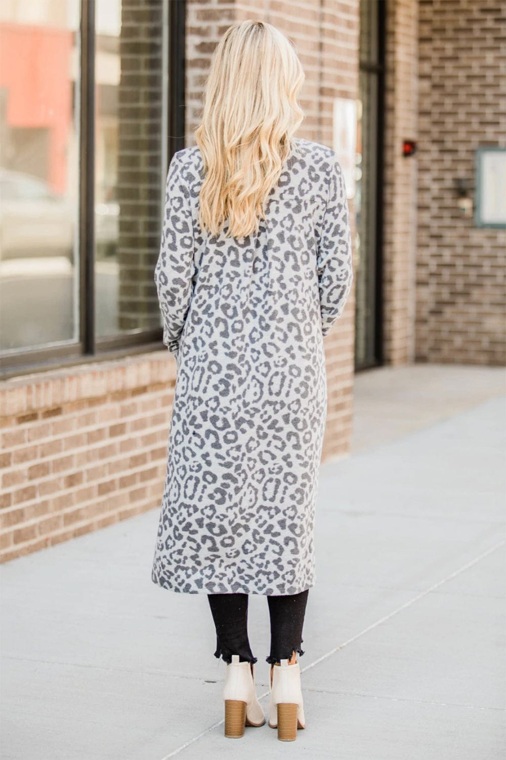 Trendsi Open Front Leopard Cardigan