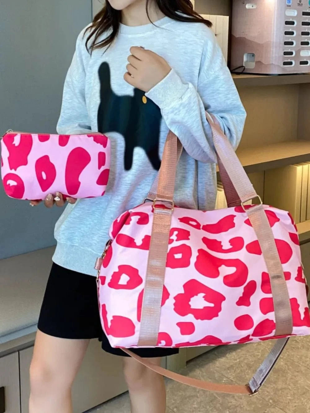 Trendsi Oxford Cloth Leopard 2-Piece Bag Set