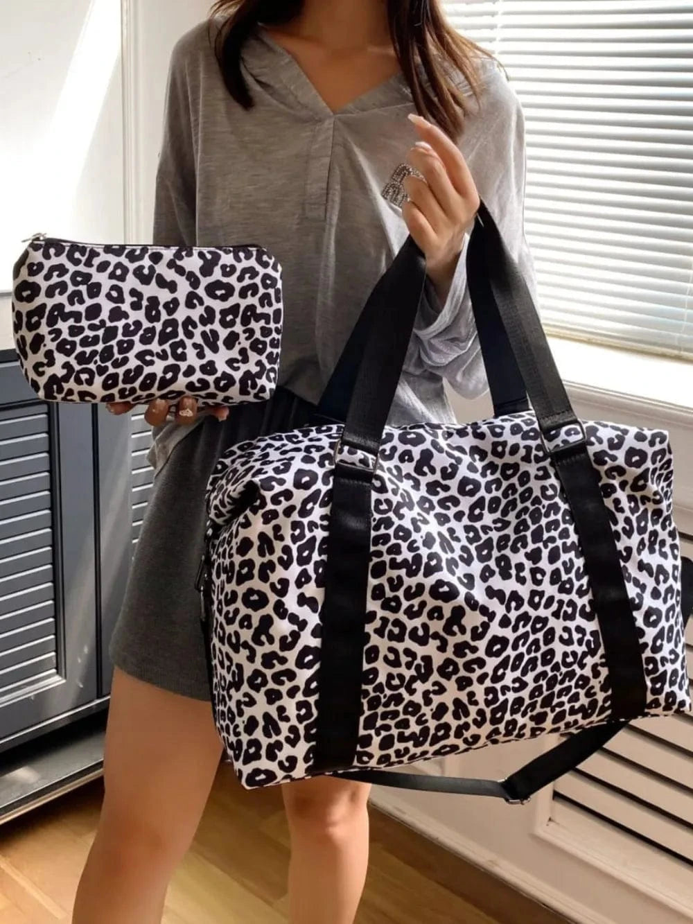 Trendsi Oxford Cloth Leopard 2-Piece Bag Set