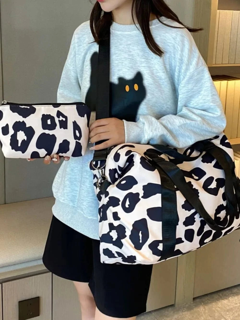 Trendsi Oxford Cloth Leopard 2-Piece Bag Set