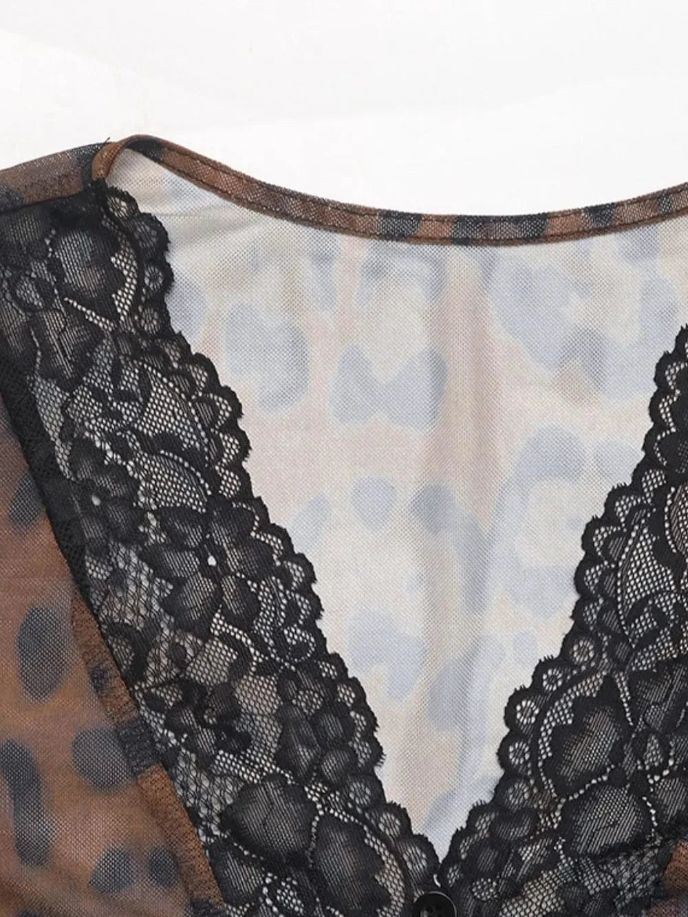 Trendsi Perfee Leopard V-Neck Lace Bodysuit