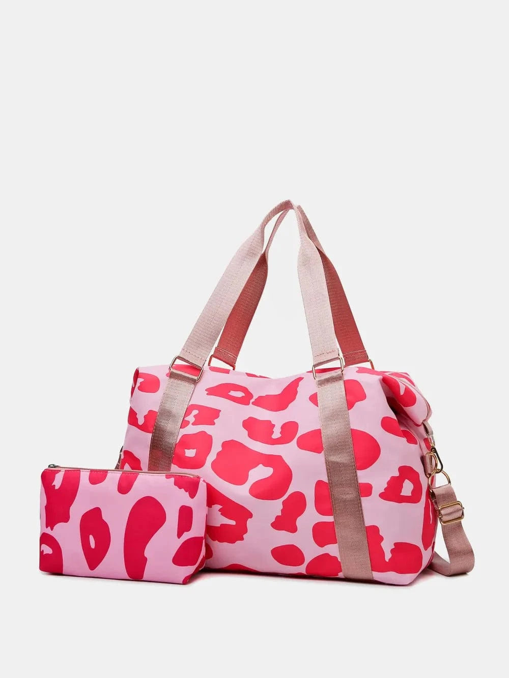 Trendsi Pink / One Size Oxford Cloth Leopard 2-Piece Bag Set