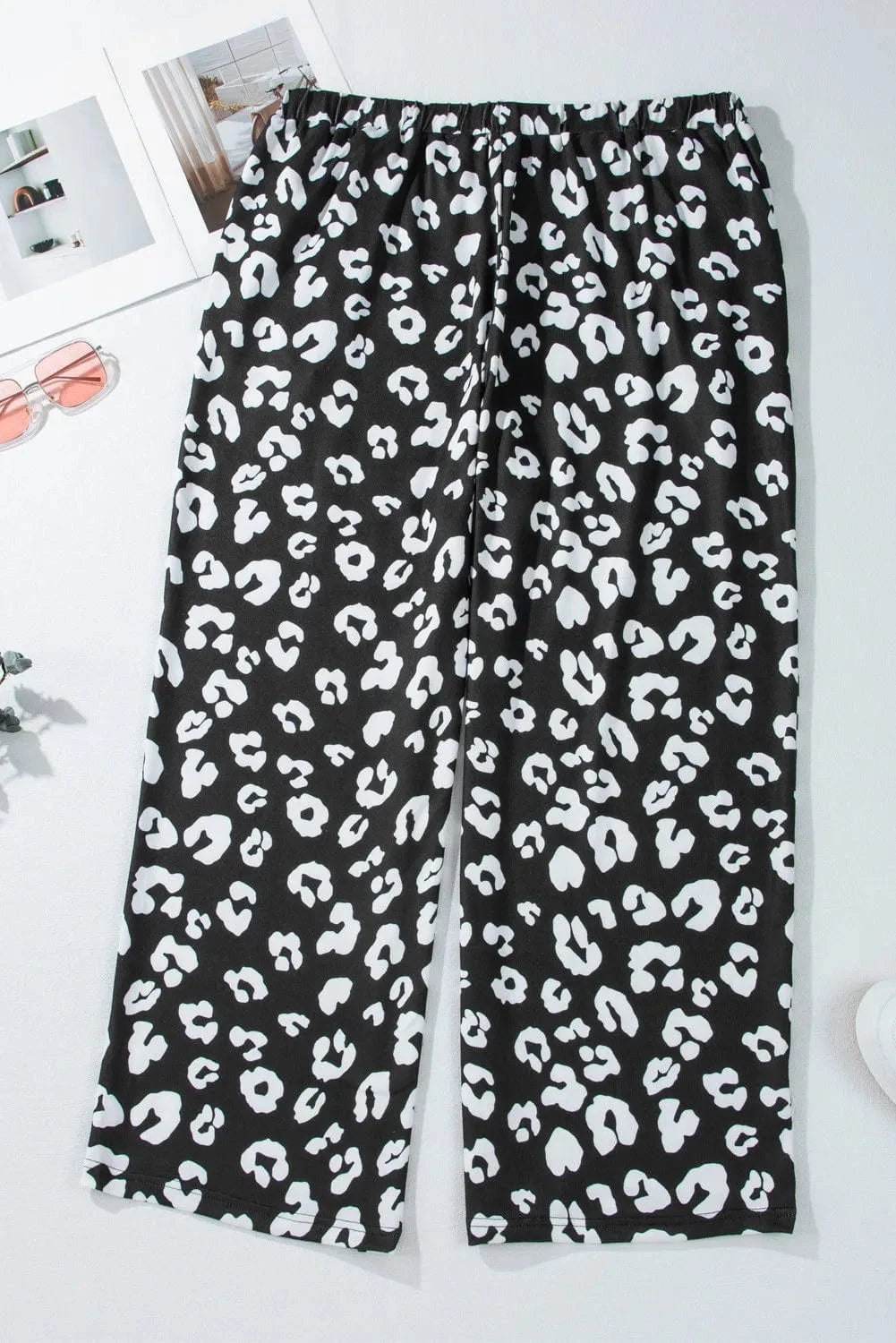 Trendsi Plus Size Leopard Elastic Waist Pants