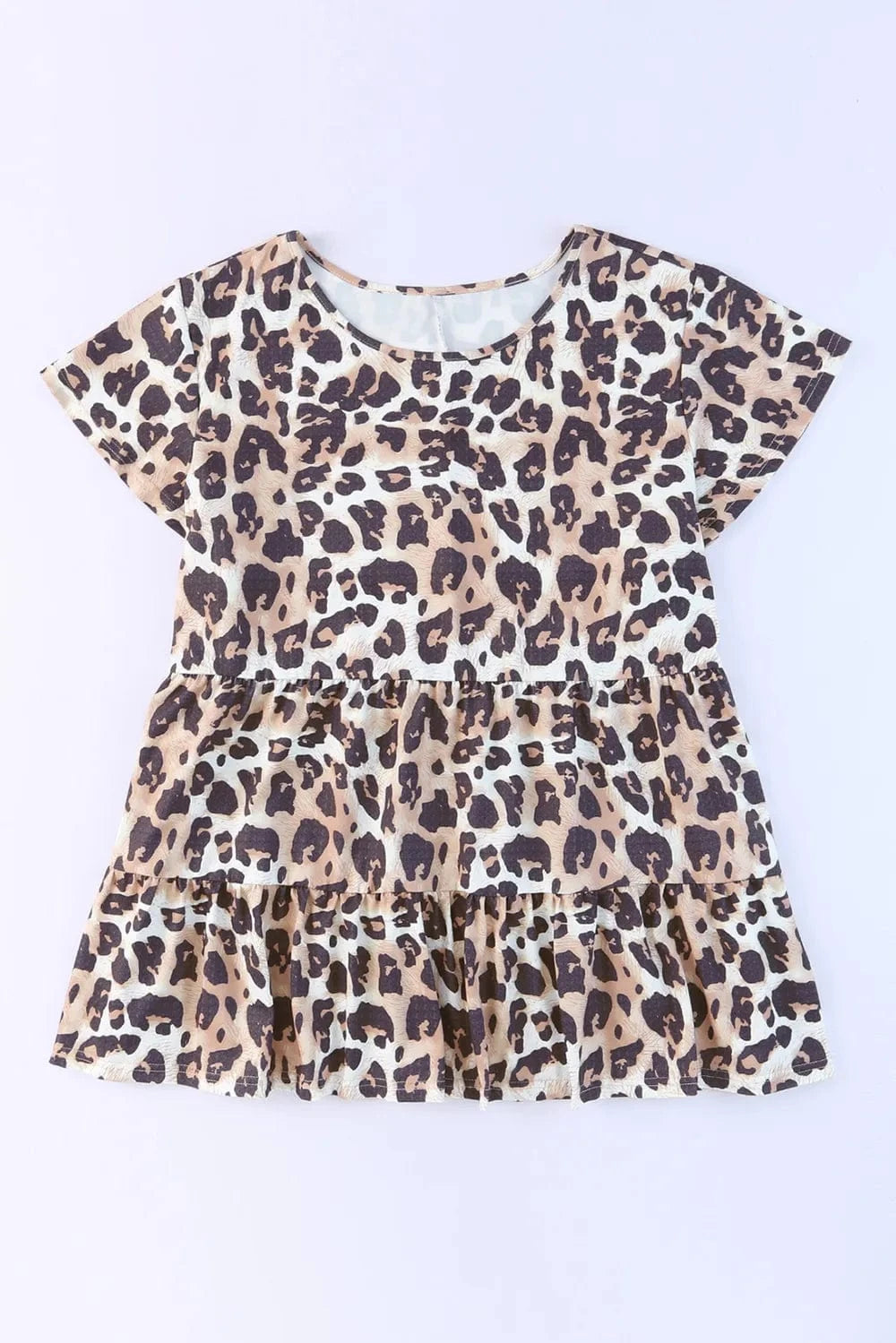 Trendsi Plus Size Leopard Round Neck Blouse