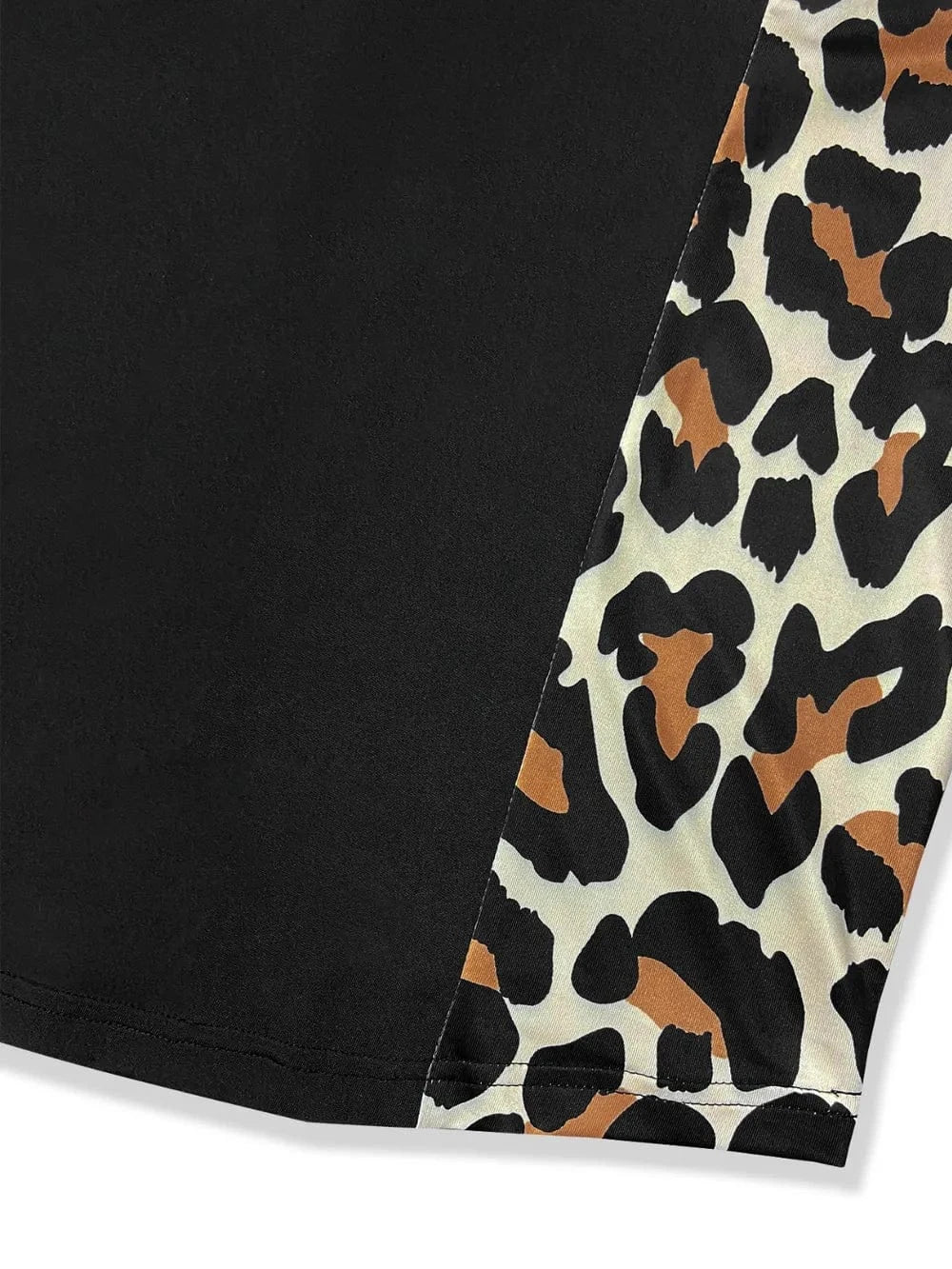 Trendsi Plus Size Leopard Round Neck Long Sleeve Dress