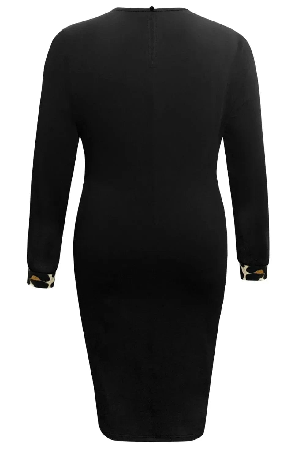 Trendsi Plus Size Leopard Round Neck Long Sleeve Dress