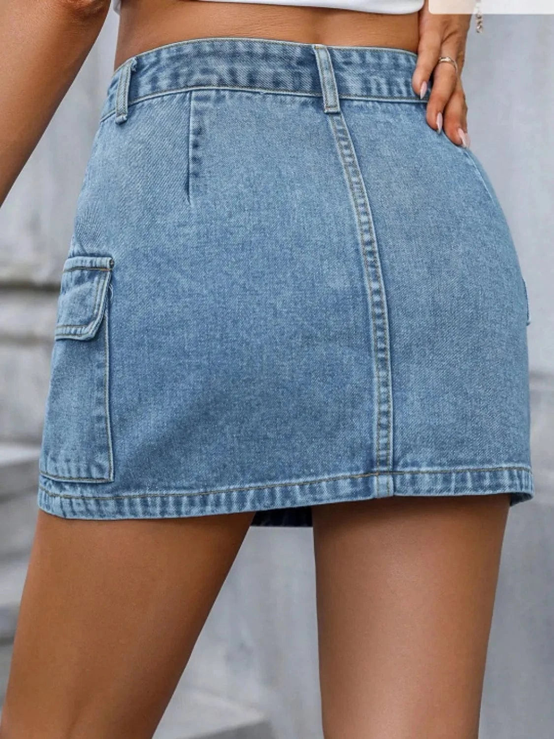 Trendsi Pocketed Denim Mini Skirt