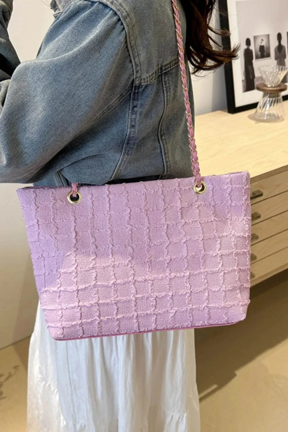 Trendsi Polyester Texture Chain Tote bag