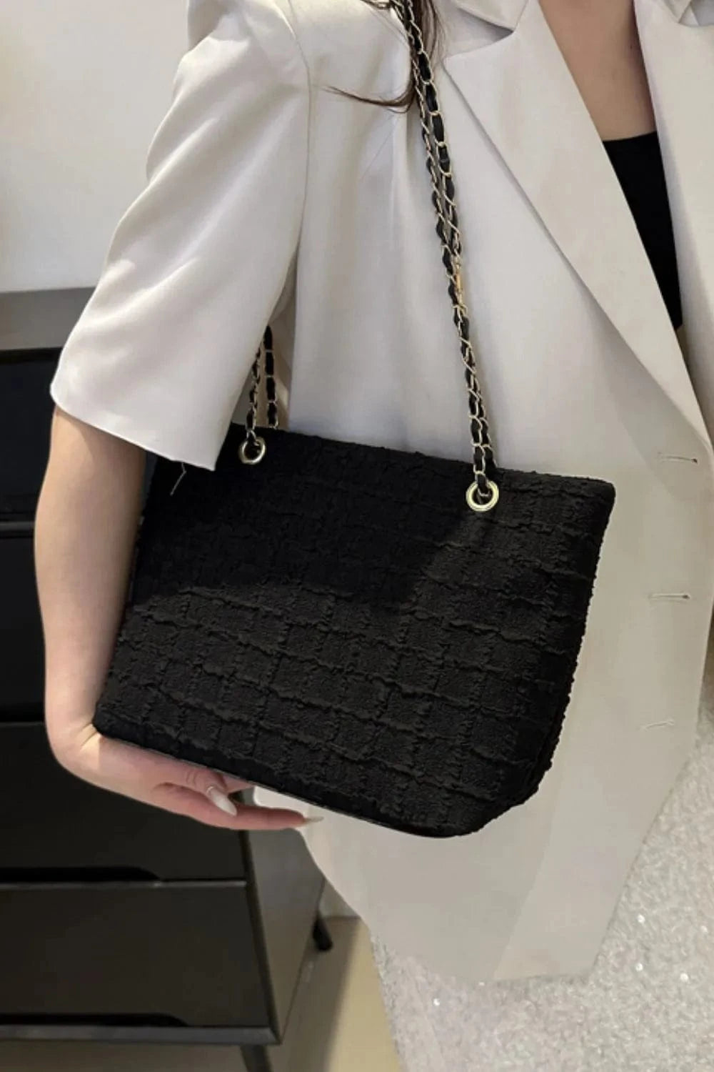 Trendsi Polyester Texture Chain Tote bag