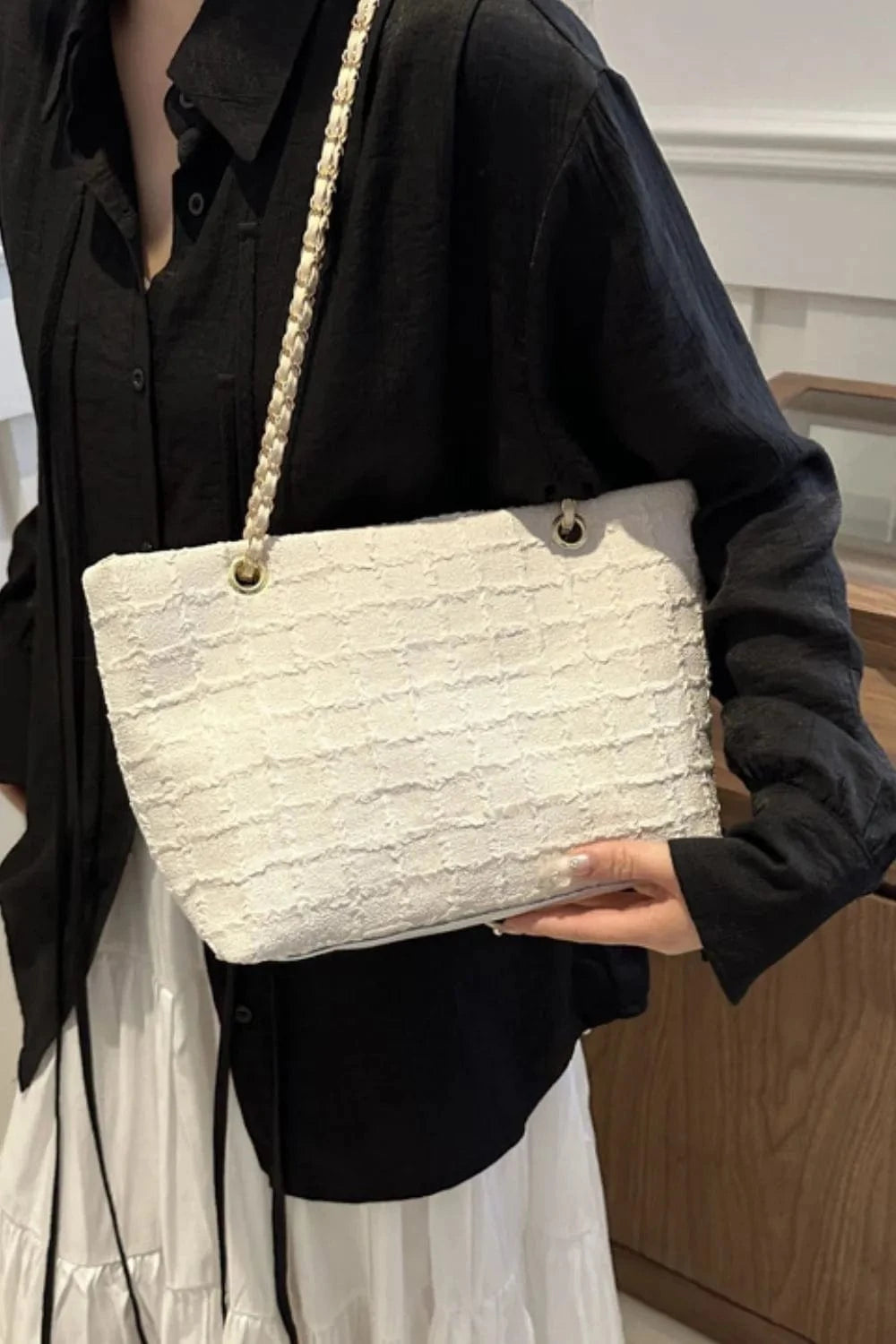 Trendsi Polyester Texture Chain Tote bag