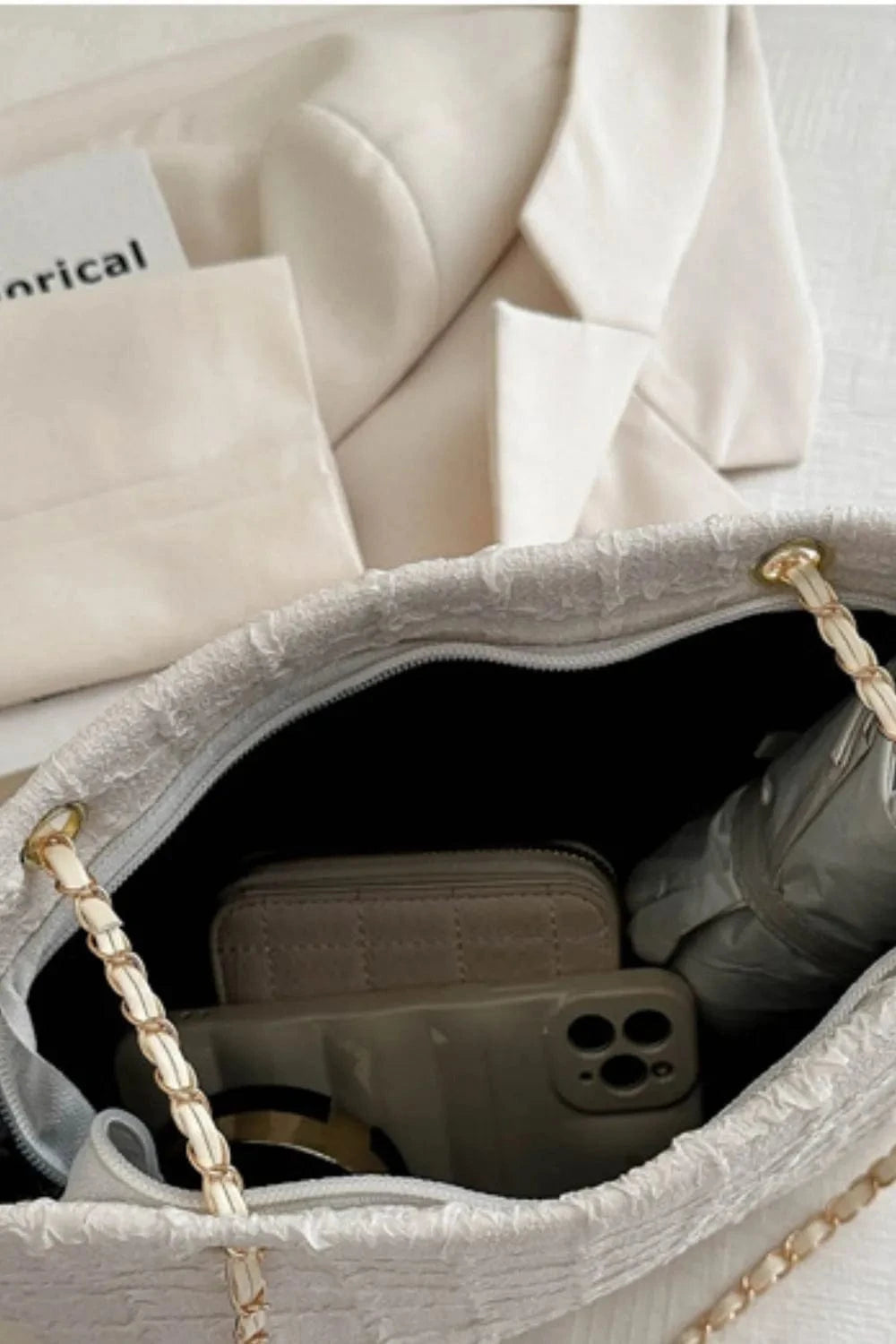 Trendsi Polyester Texture Chain Tote bag