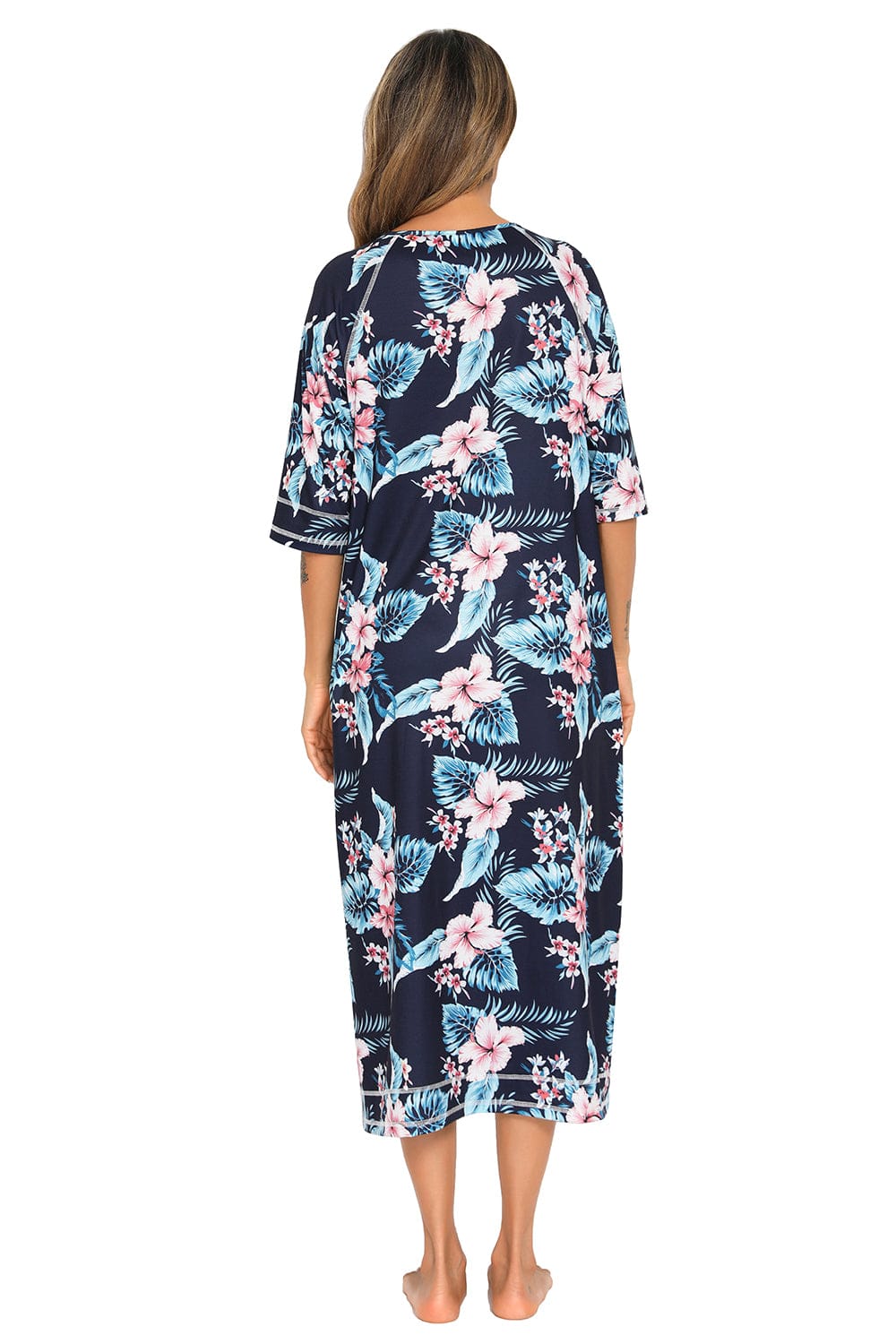 Trendsi Printed Slit Night Dress with Pockets