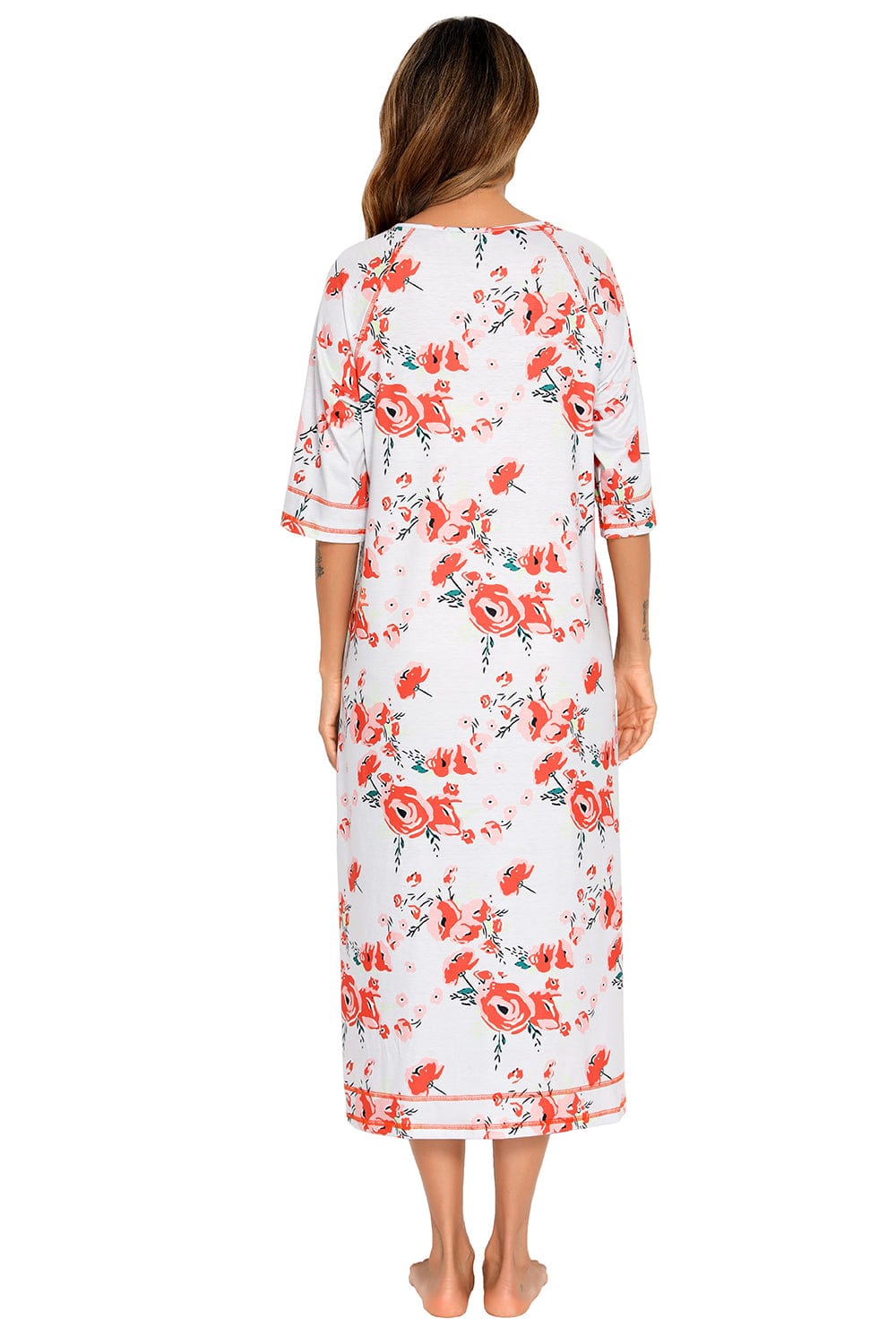 Trendsi Printed Slit Night Dress with Pockets