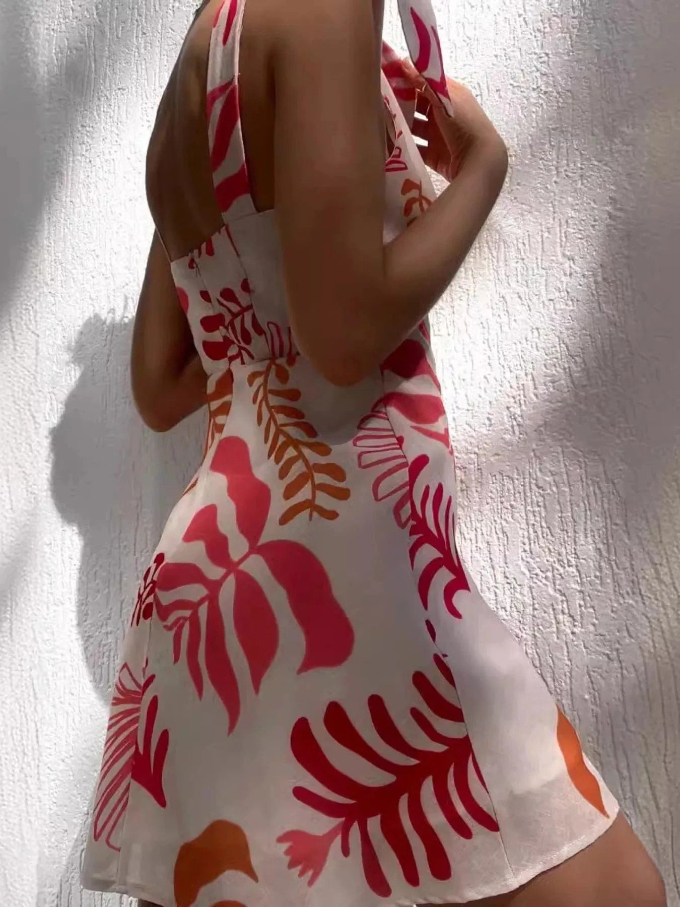 Trendsi Printed Tie-Shoulder Mini Dress