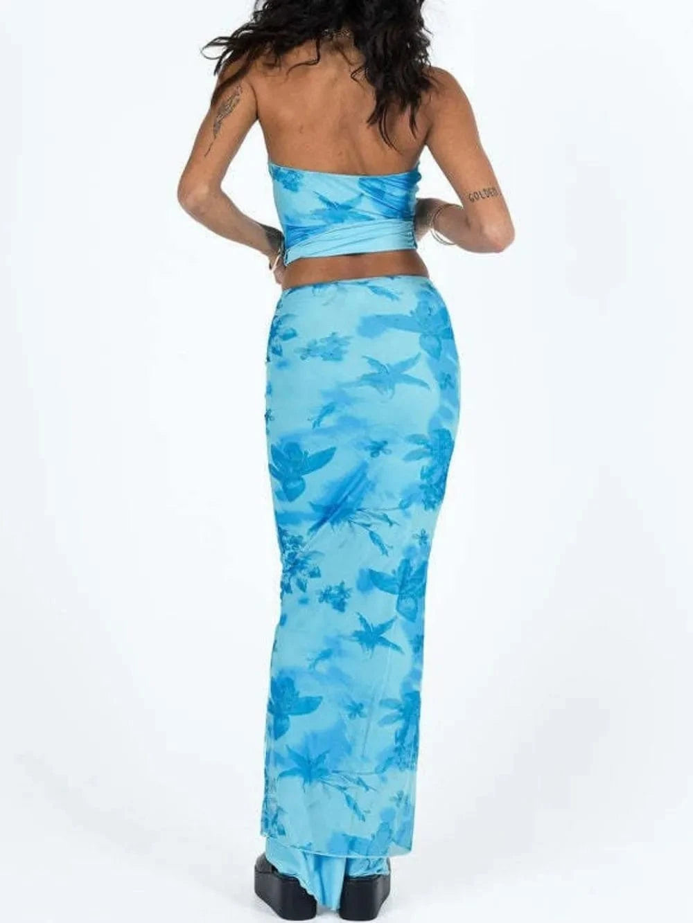 Trendsi Printed Tube Top and Maxi Skirt Set