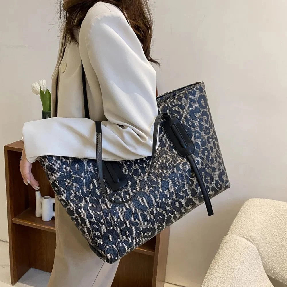Trendsi PU Leather Leopard Tote Bag