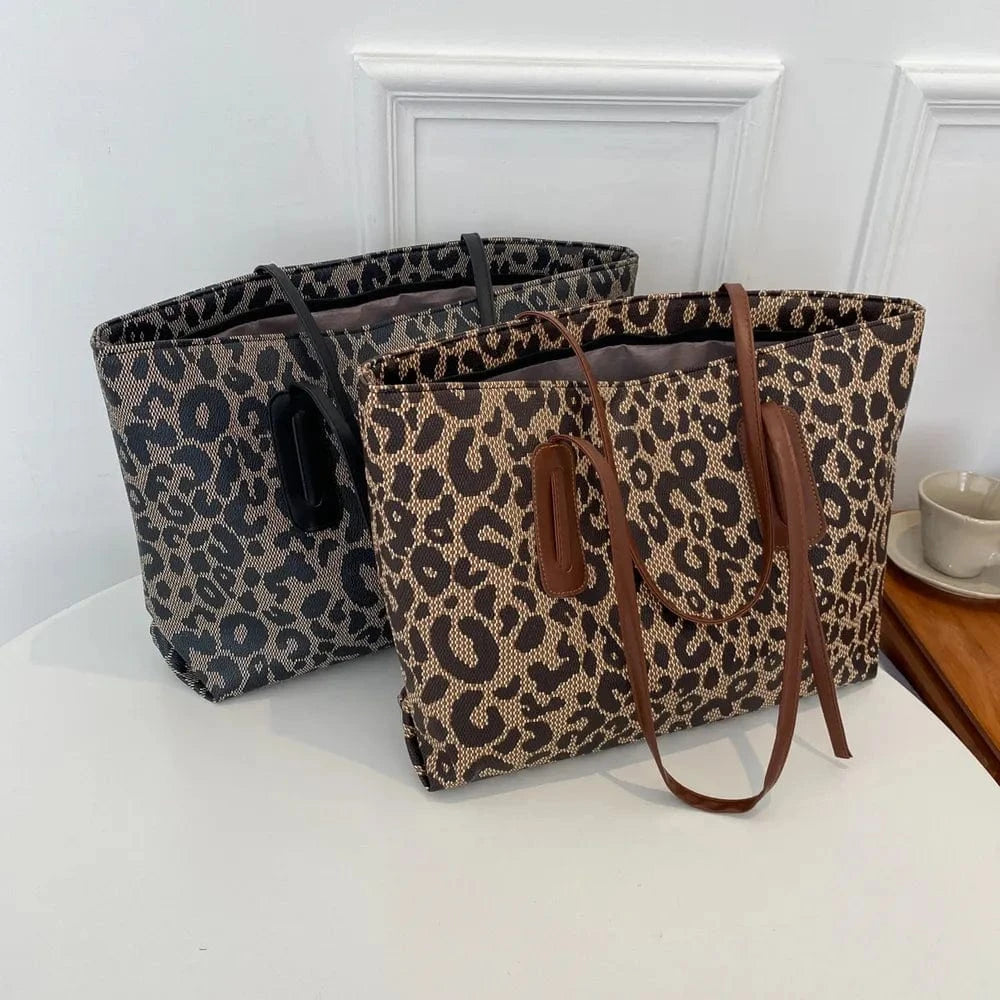 Trendsi PU Leather Leopard Tote Bag