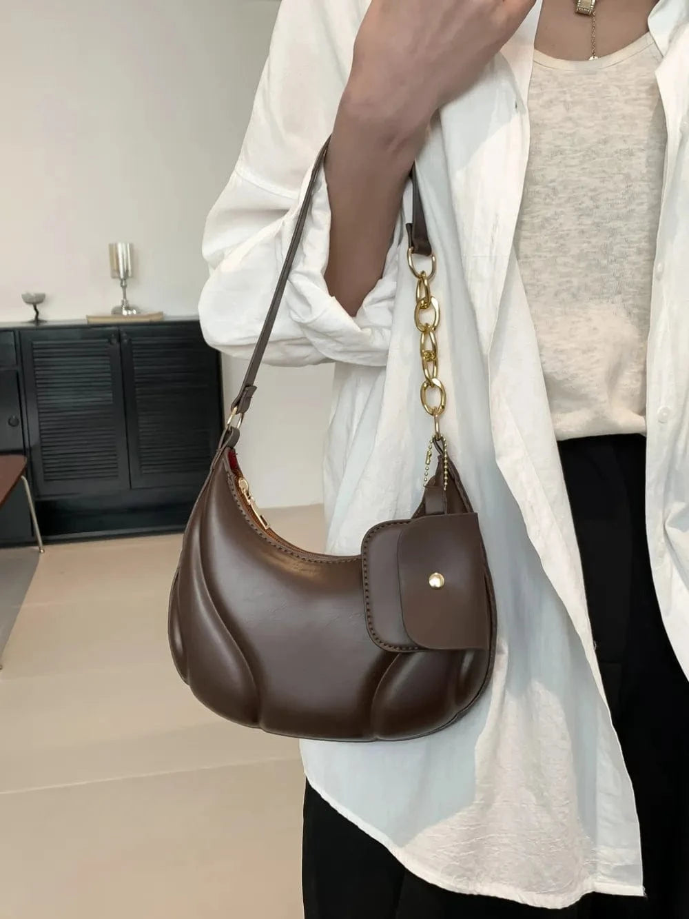 Trendsi PU Leather Shoulder Bag with EarPods Bag
