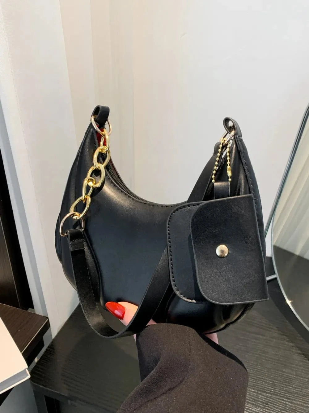 Trendsi PU Leather Shoulder Bag with EarPods Bag