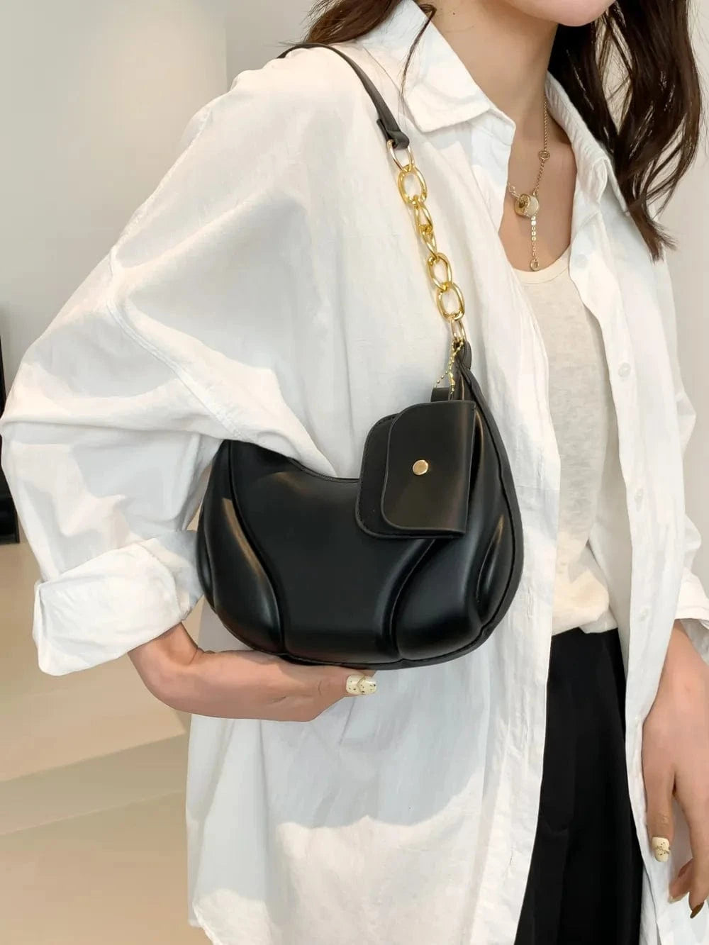 Trendsi PU Leather Shoulder Bag with EarPods Bag
