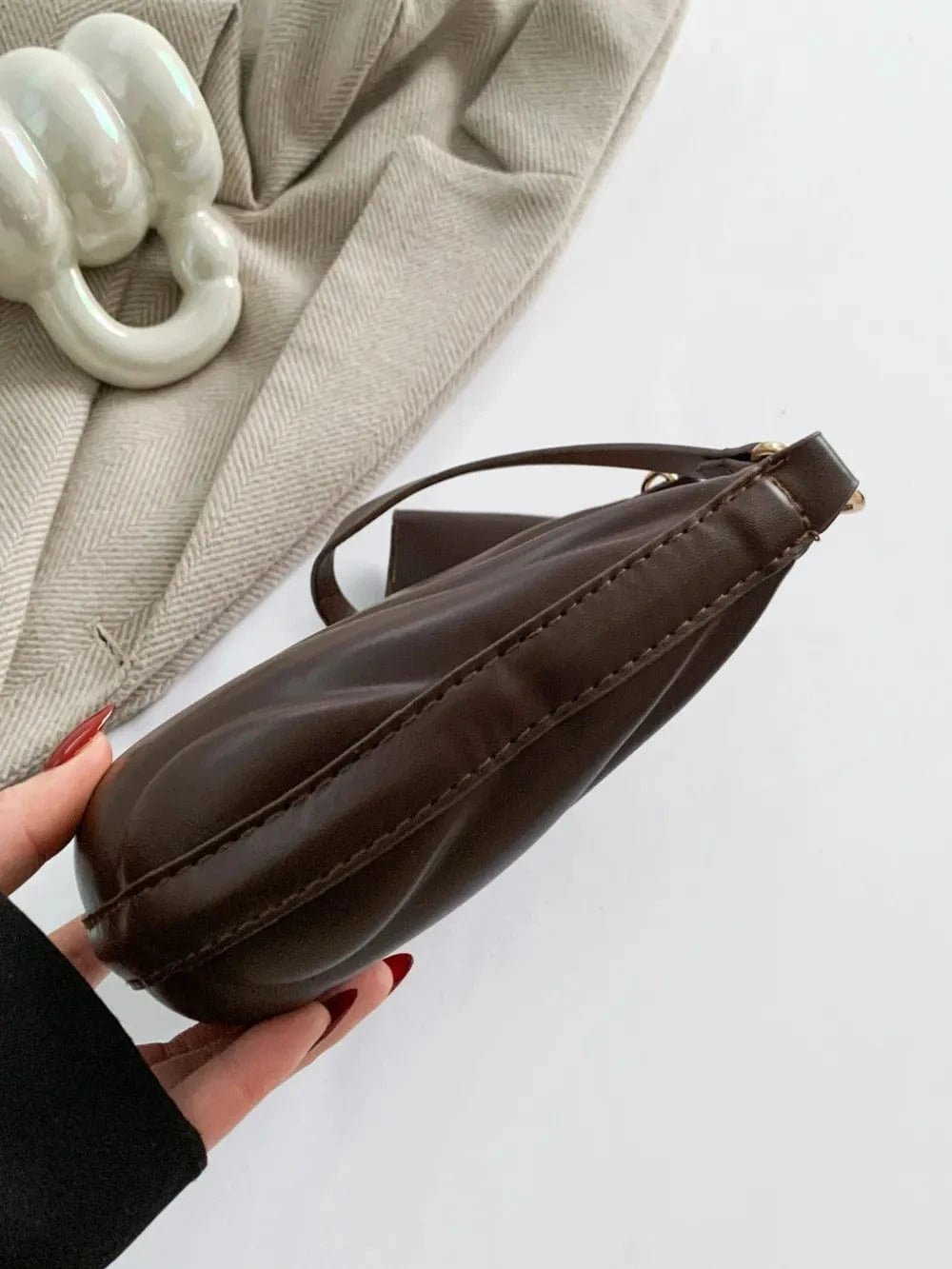 Trendsi PU Leather Shoulder Bag with EarPods Bag