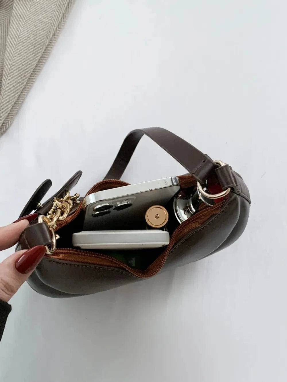 Trendsi PU Leather Shoulder Bag with EarPods Bag