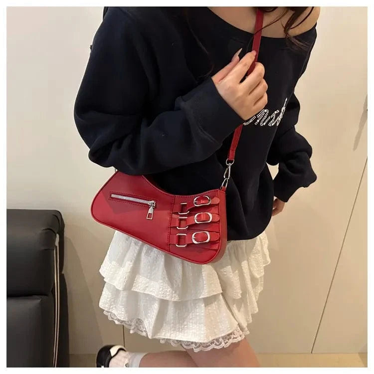 Trendsi Red / onesize Decor Buckle Shoulder Bag