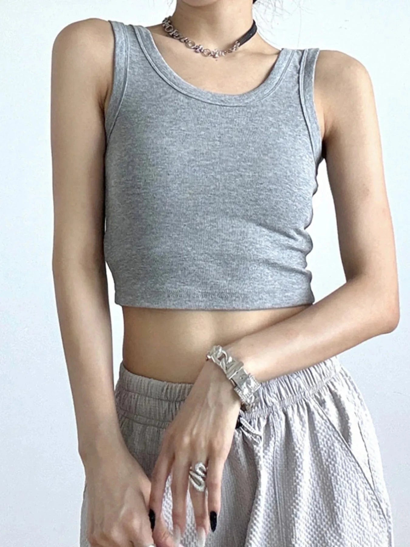 Trendsi Ribbed Crop Tank Top