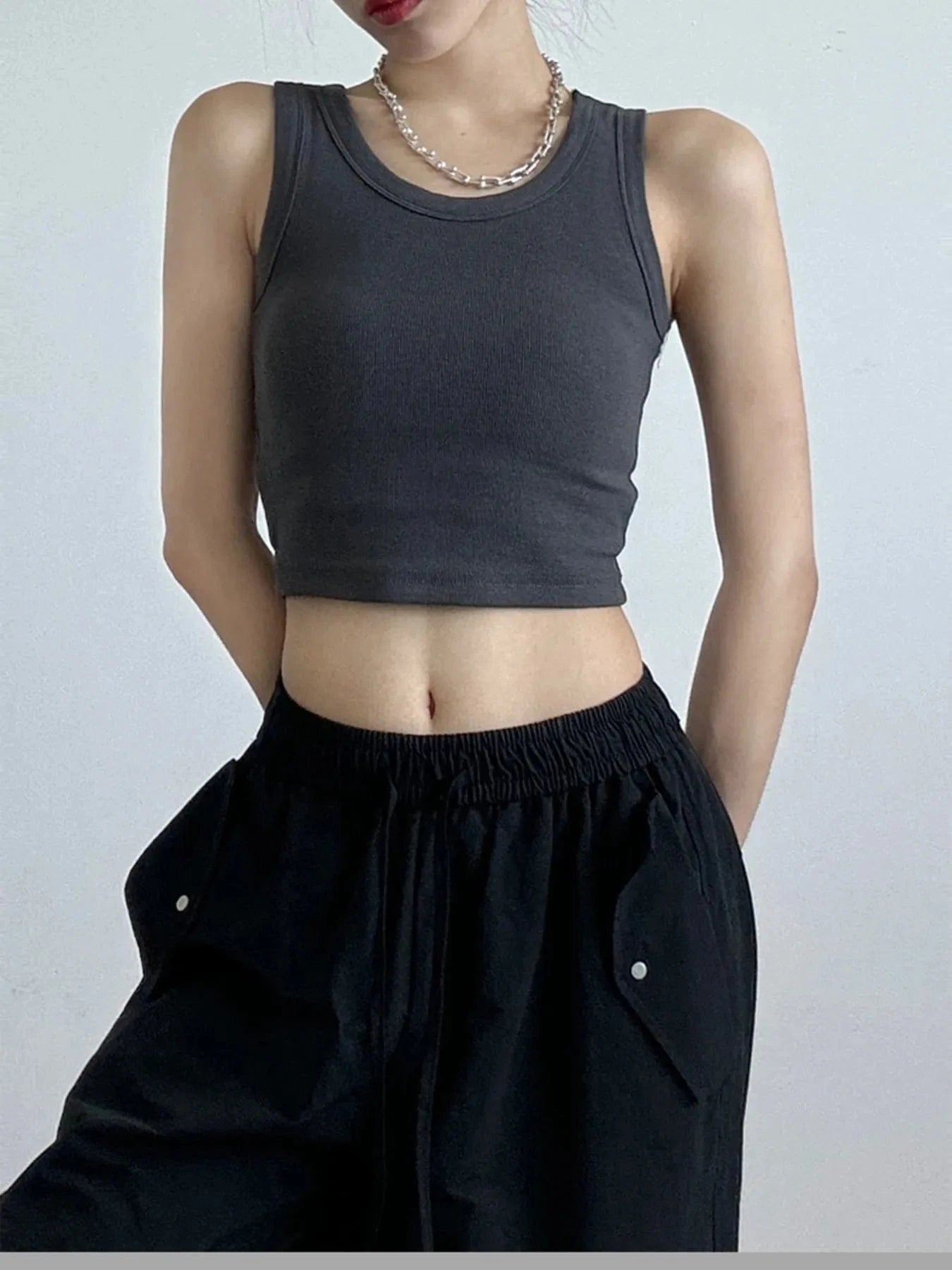 Trendsi Ribbed Crop Tank Top