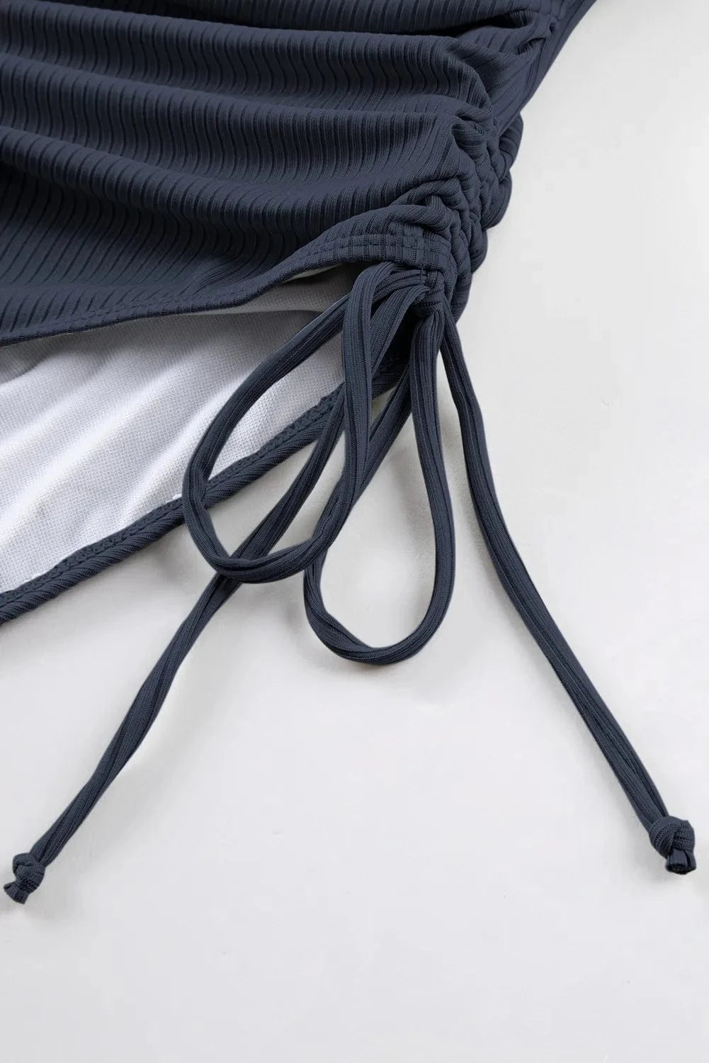 Trendsi Ribbed Drawstring Sides Cutout One Piece Swimsuit