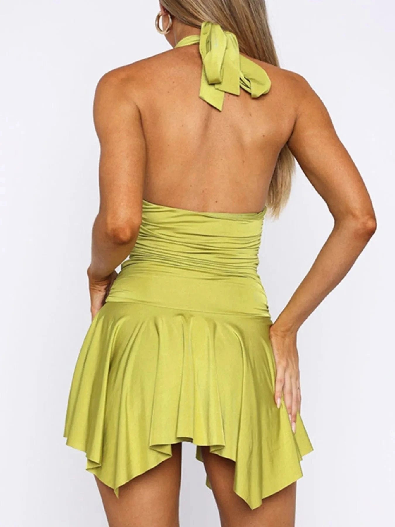 Trendsi Ruched Halter Neck Bodycon Mini Dress