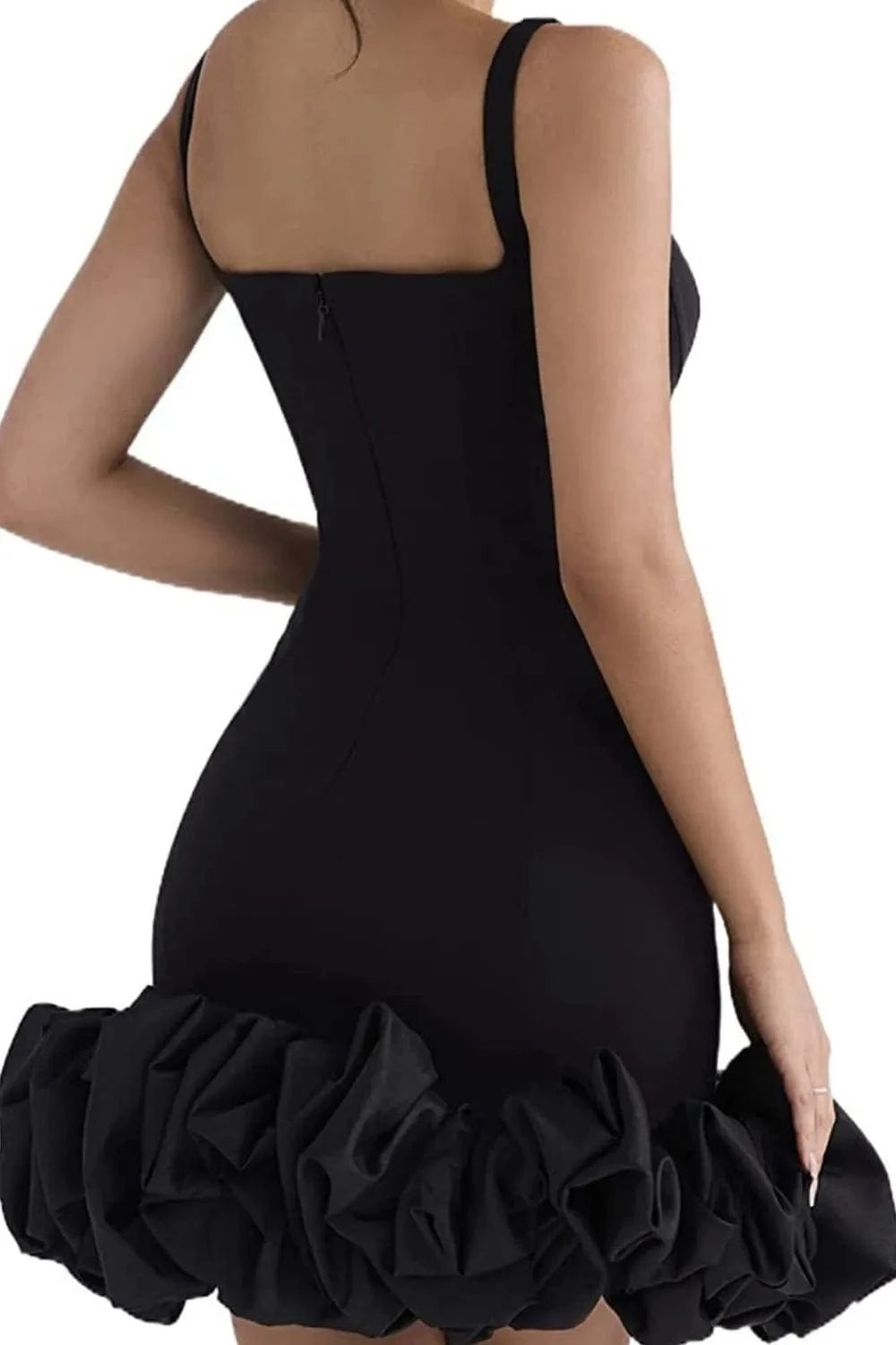 Trendsi Ruched Square Neck Sleeve Mini Dress