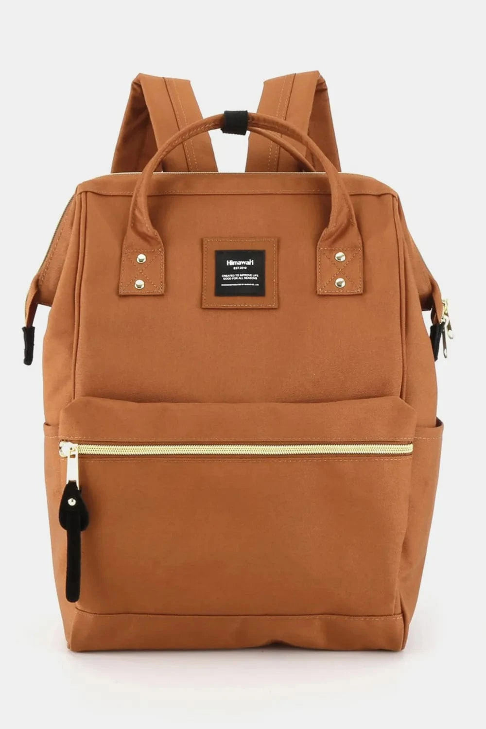 Trendsi Rust / One Size Himawari Waterproof Canvas Backpack Bag with Side Pockets