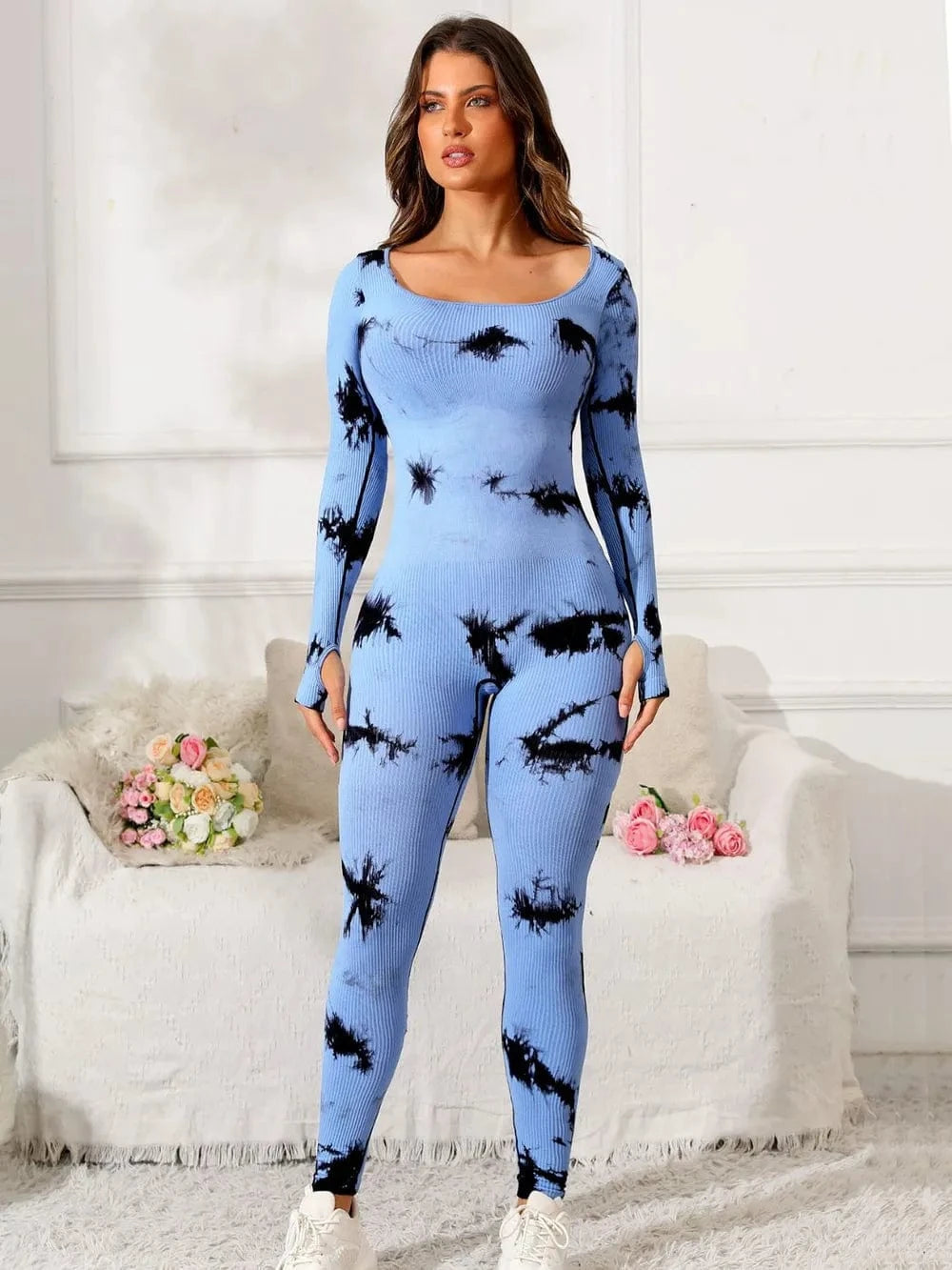 Trendsi Scoop Neck Long Sleeve Active Jumpsuit