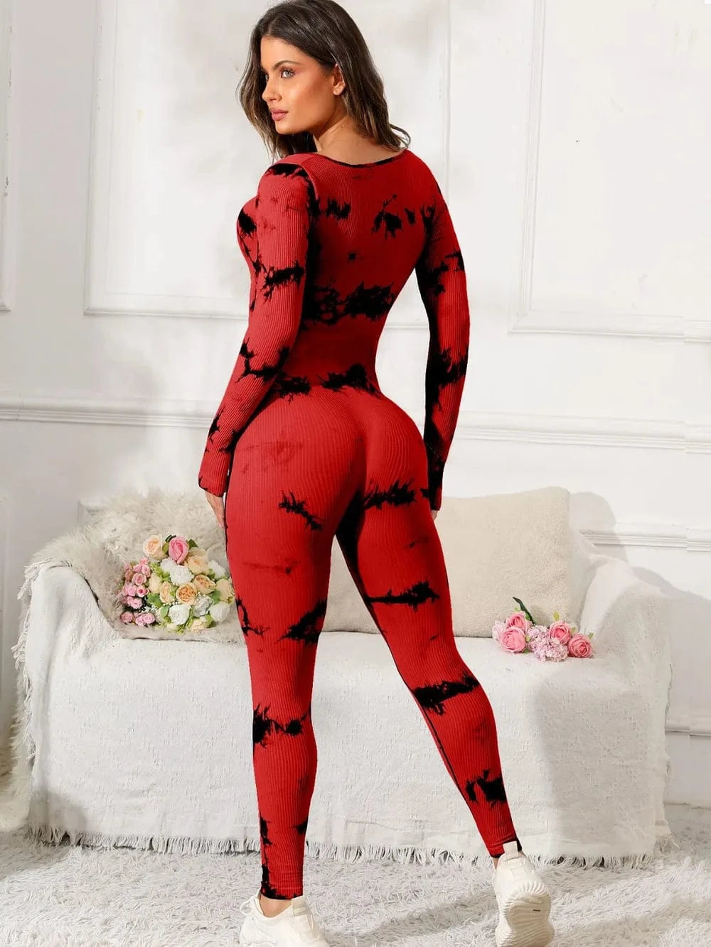 Trendsi Scoop Neck Long Sleeve Active Jumpsuit