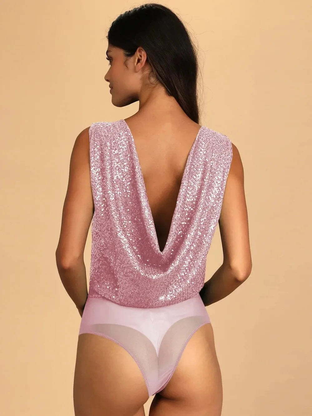 Trendsi Sequin Surplice Sleeveless Bodysuit