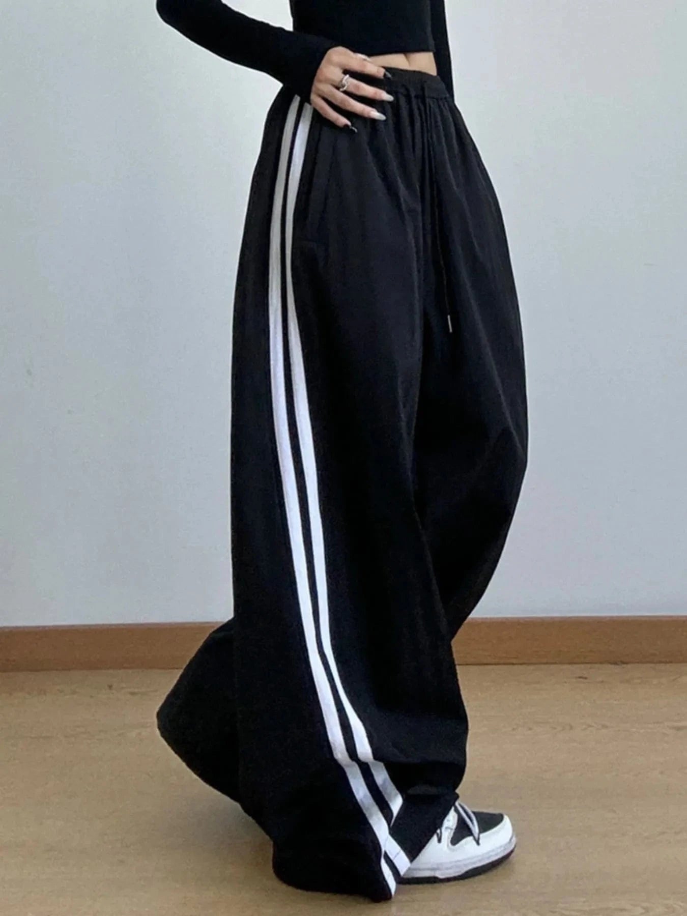 Trendsi Side Striped Wide Leg Drawstring Pants