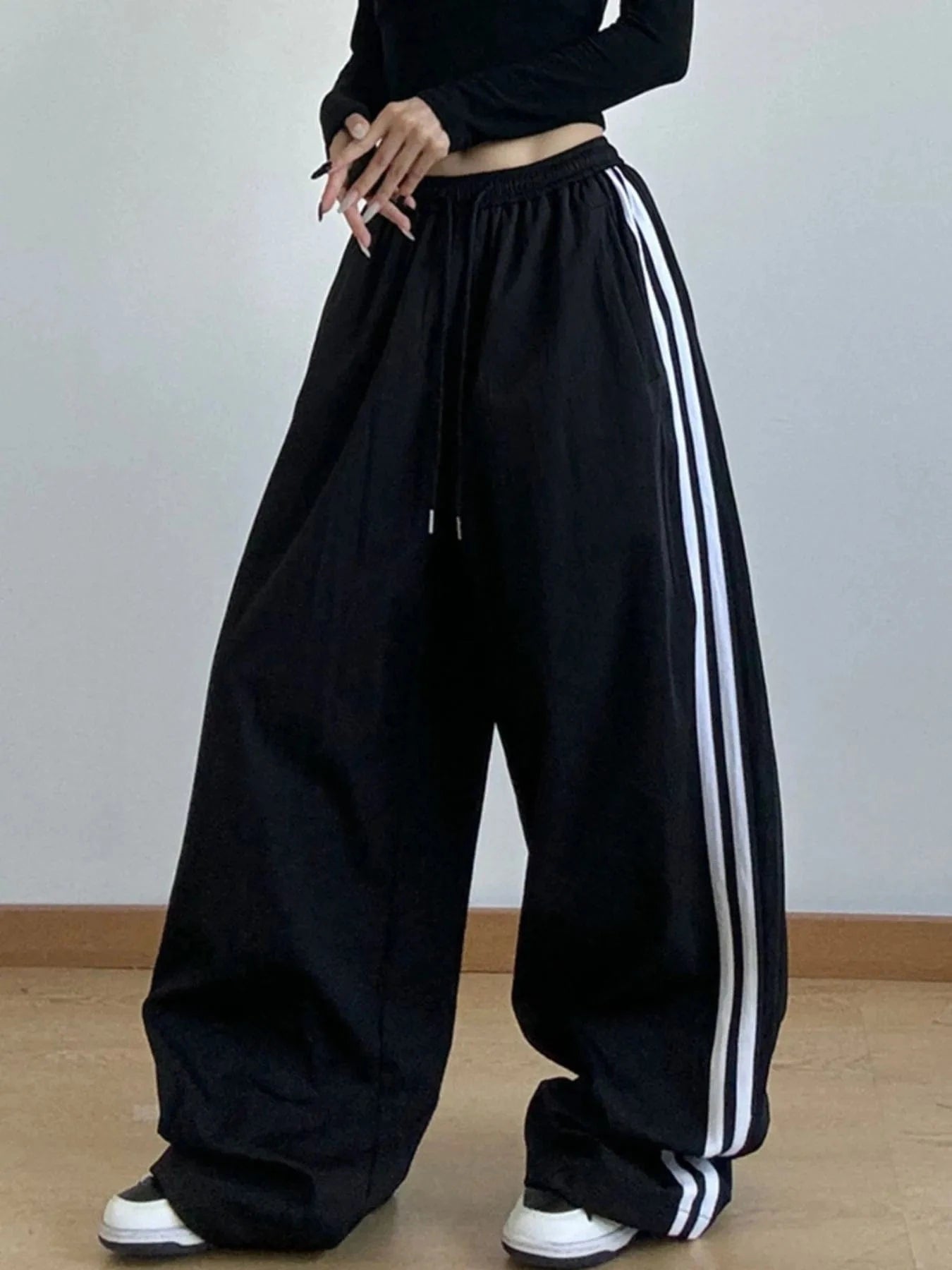 Trendsi Side Striped Wide Leg Drawstring Pants