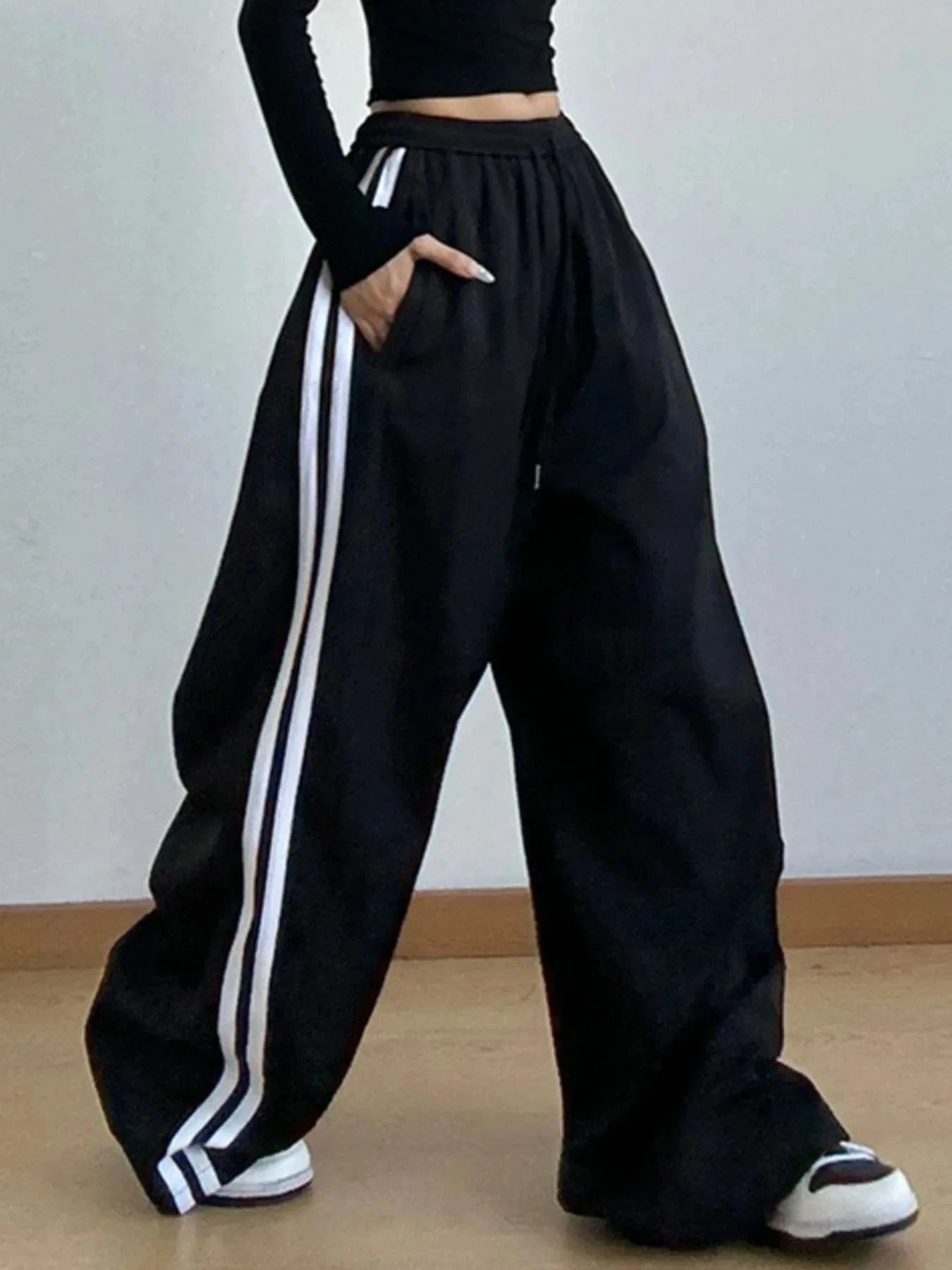 Trendsi Side Striped Wide Leg Drawstring Pants