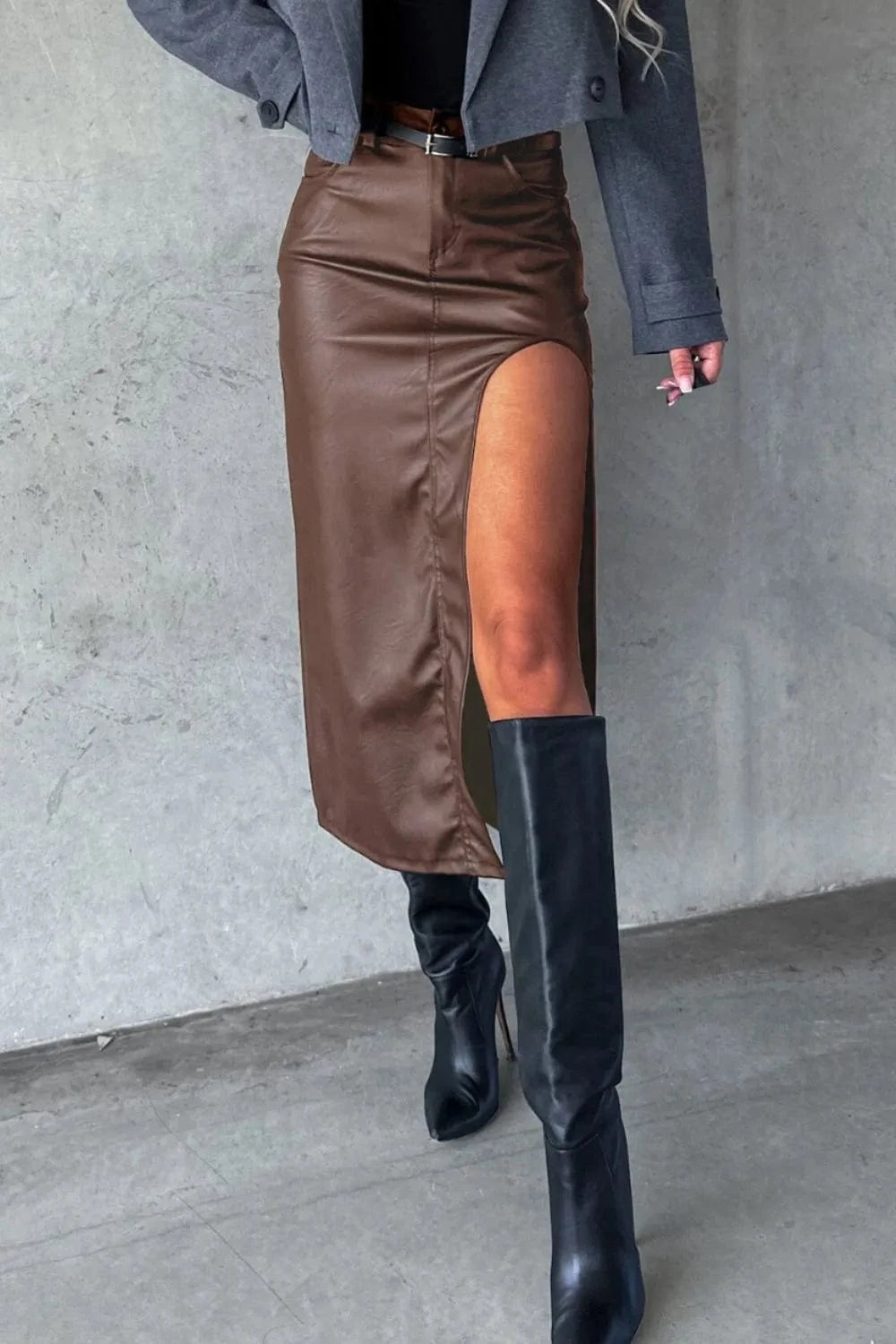 Trendsi Slit Midi Skirt with Pockets