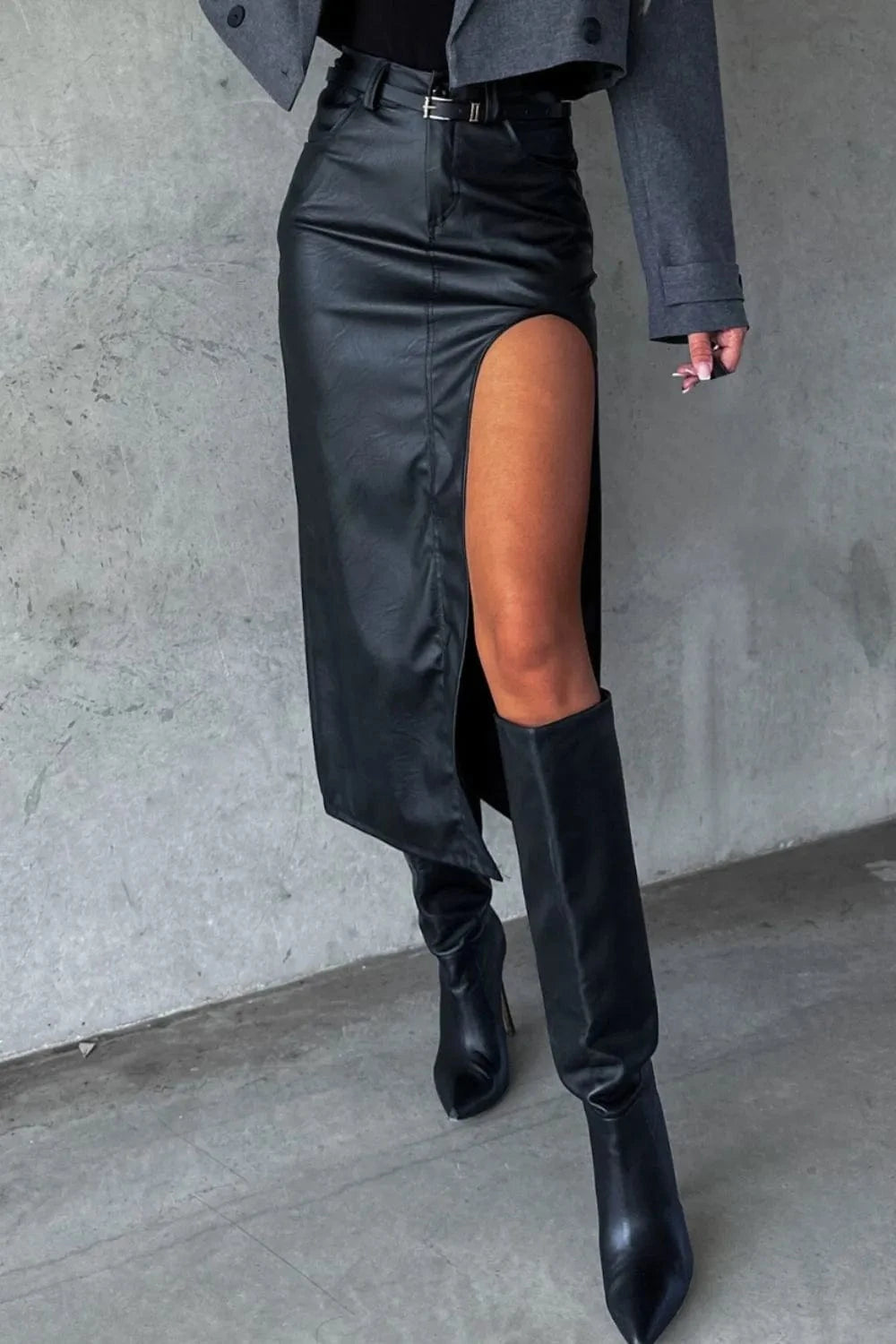 Trendsi Slit Midi Skirt with Pockets
