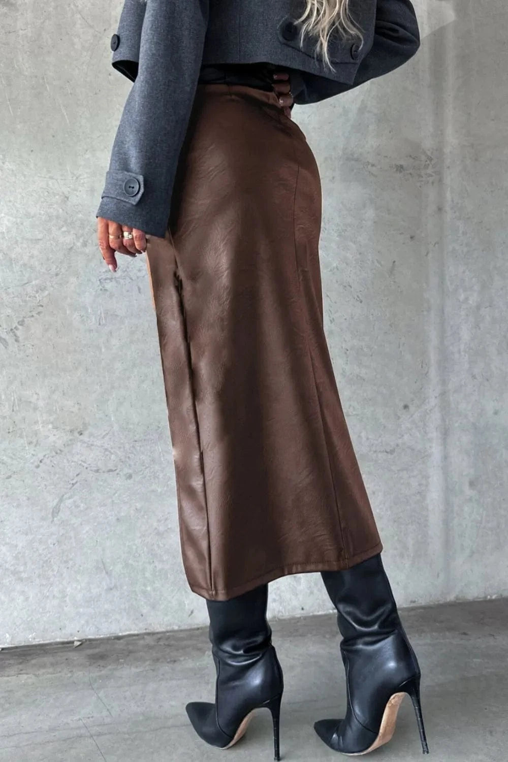 Trendsi Slit Midi Skirt with Pockets