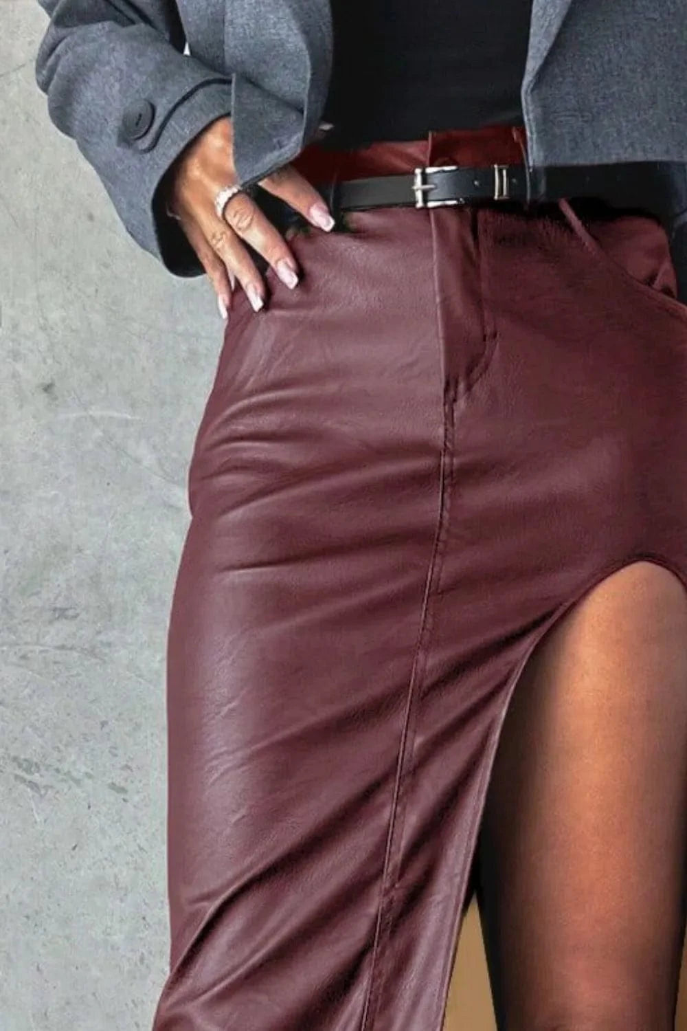 Trendsi Slit Midi Skirt with Pockets