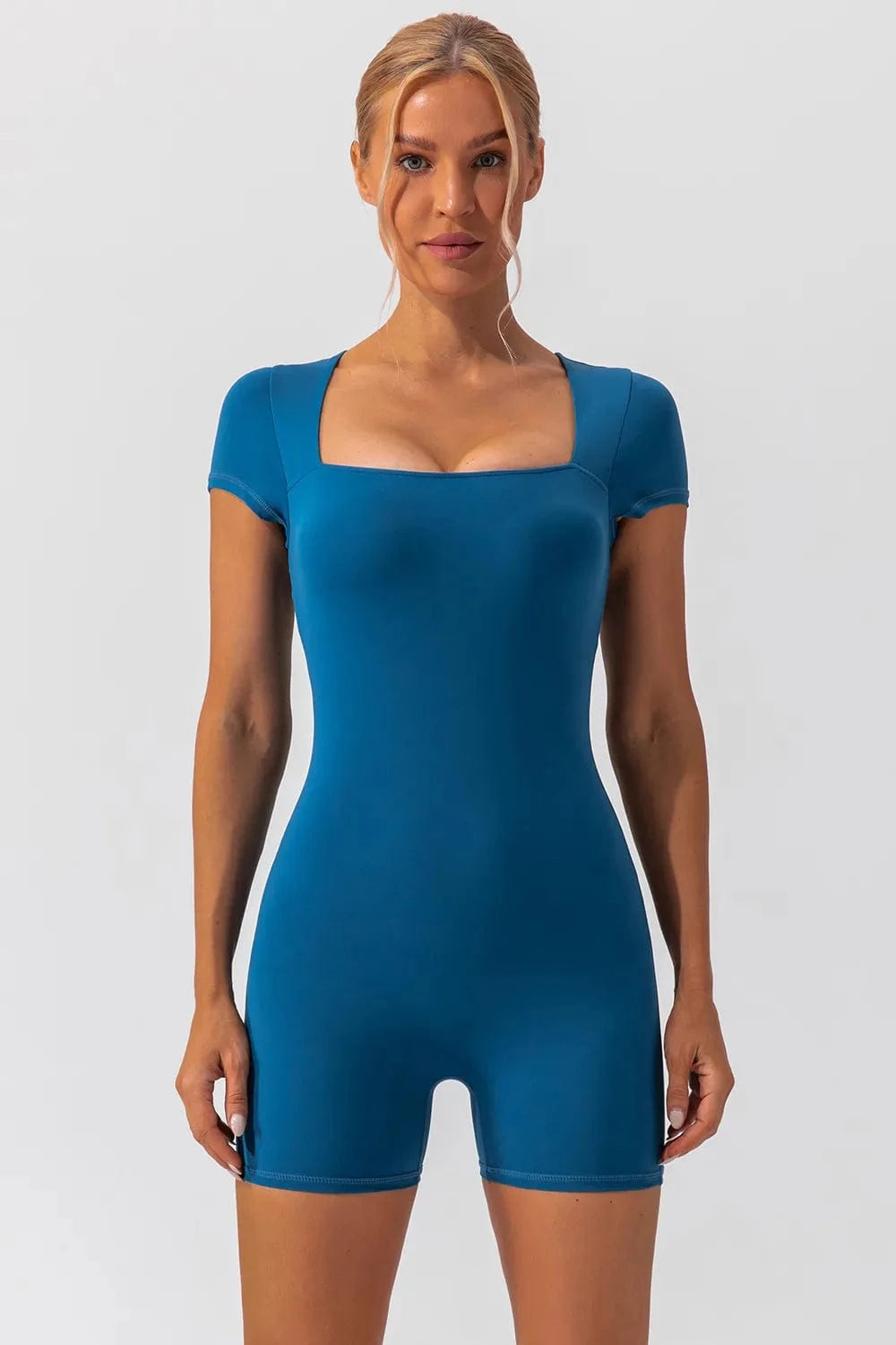 Trendsi Square Neck Cap Sleeve Active Romper