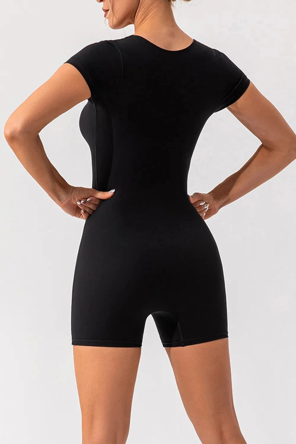 Trendsi Square Neck Cap Sleeve Active Romper