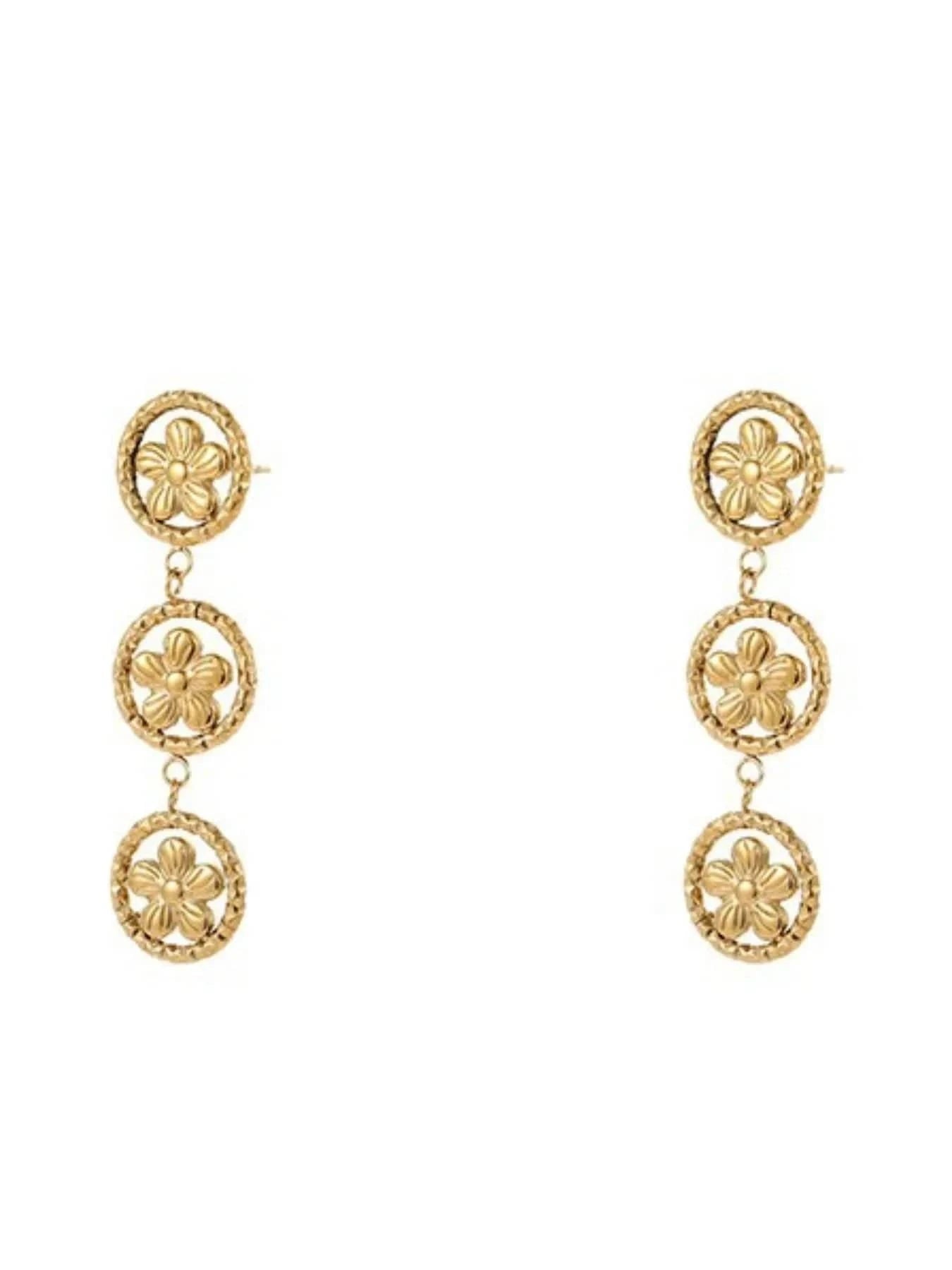 Trendsi Stainless Steel Coin Medallion Drop Earrings