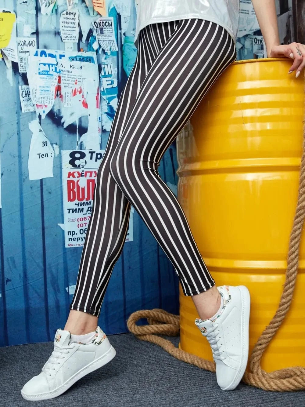 Trendsi Stripe / S Printed High Waist Skinny Leggings