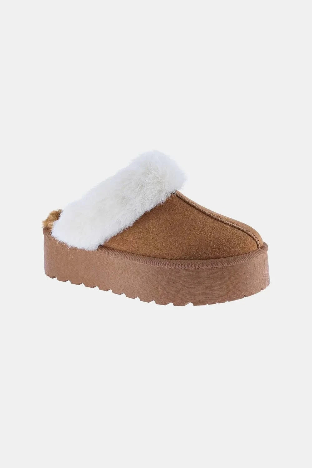 Trendsi Tan / 6.5 Weeboo Thick Bottom Fur Trim Snow Slippers