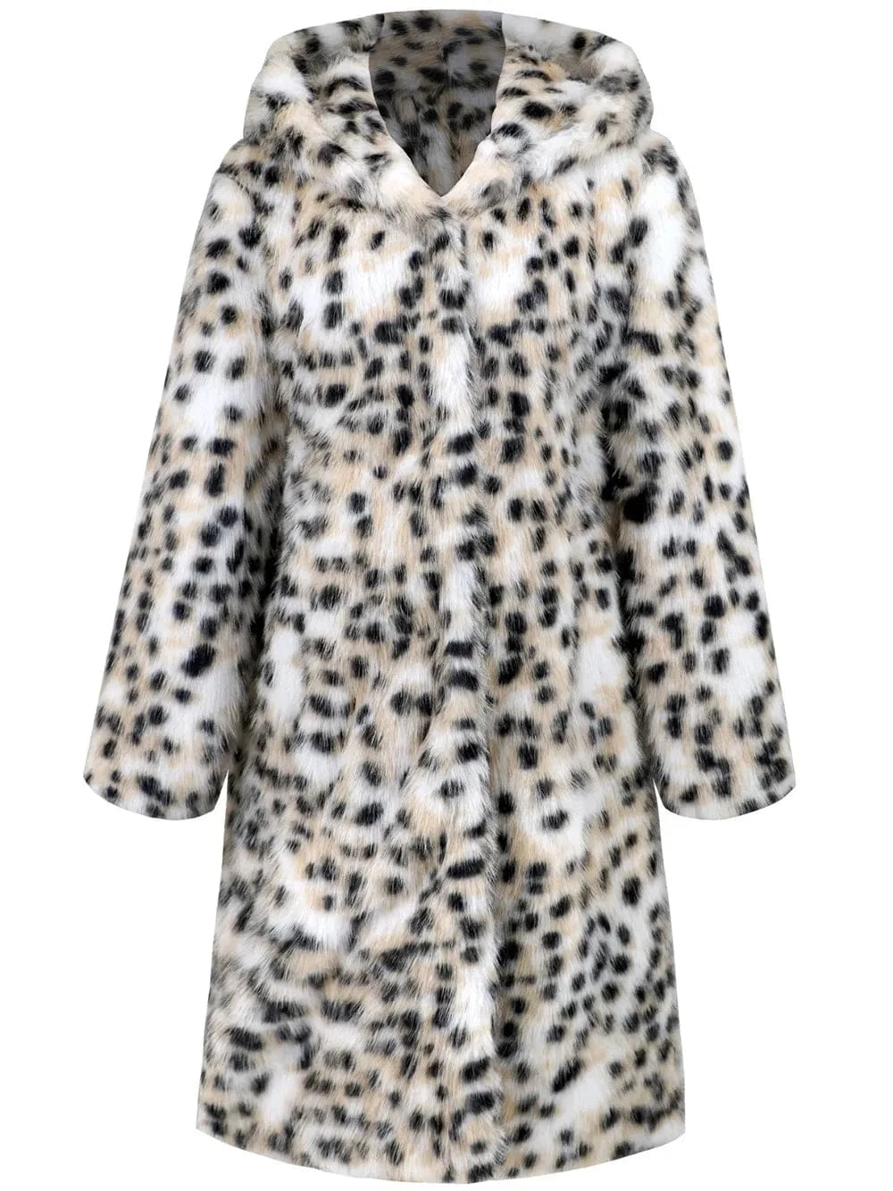 Trendsi Thermal Leopard Faux Fur Hooded Outerwear