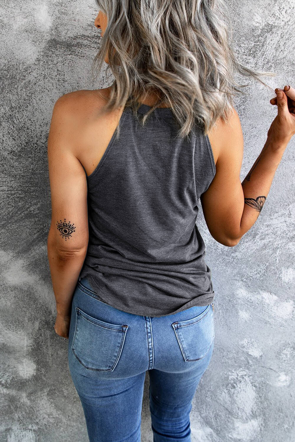 Trendsi TOP Curved Hem Grecian Tank Top